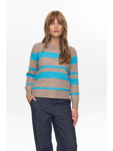 NÜMPH Sweter "Nuriette" w kolorze jasnobrązowo-niebieskim