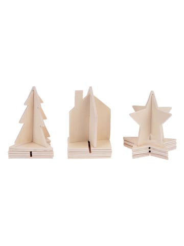 SUNNYSUE 12er-Bastelset "Weihnachtsfiguren 3D" in Natur