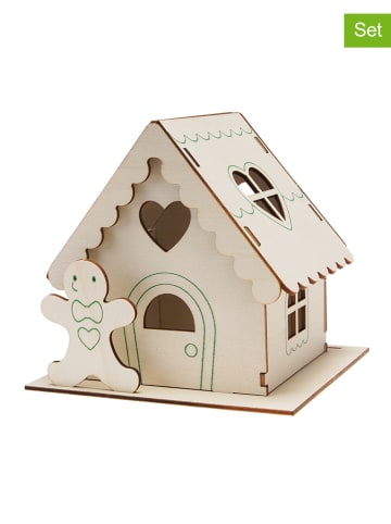 SUNNYSUE Drewniane domki piernikowe (3 szt.) do złożenia