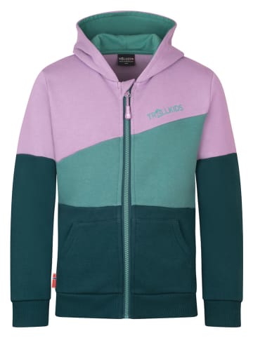 Trollkids Sweatvest "Alesund" turquoise/donkergroen/paars