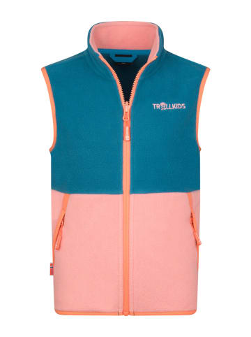 Trollkids Fleece bodywarmer "Kjerag" blauw/lichtroze