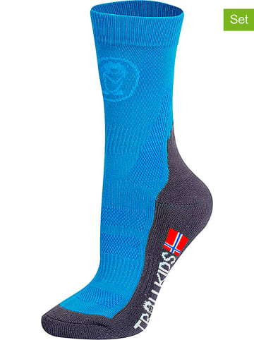 Trollkids Skarpety trekkingowe (2 pary) "Mid Cut Socks II" w kolorze niebieskim