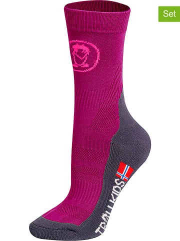 Trollkids 2-delige set: trekkingsokken "Mid Cut Socks II" fuchsia