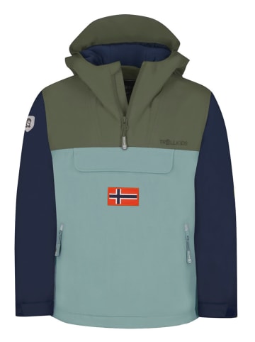 Trollkids Winterjacke "Kirkenes" in Türkis/ Dunkelblau/ Khaki