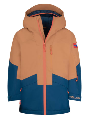 Trollkids Ski-/ Snowboardjacke "Kongsberg" in Hellbraun/ Blau