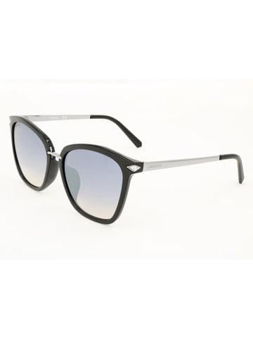 Swarovski Damen-Sonnenbrille in Schwarz-Silber/ Hellblau