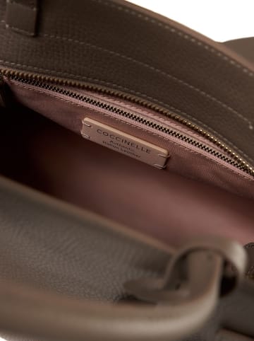 COCCINELLE Leder-Henkeltasche in Taupe - (B)36 x (H)29 x (T)17 cm