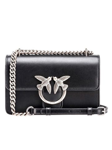 Pinko Skórzana torebka w kolorze czarnym - 21 x 13 x 6 cm