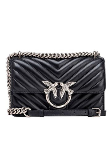 Pinko Skórzana torebka w kolorze czarnym - 21 x 12 x 6 cm