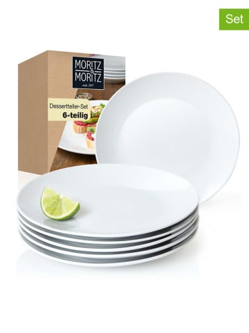 Moritz & Moritz 6er-Set: Dessertteller "Basic" in Weiß - Ø 20,5 cm
