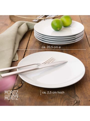 Moritz & Moritz Talerzyki deserowe (6 szt.) "Basic" w kolorze białym - Ø 20,5 cm
