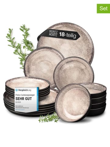 Moritz & Moritz 18-częściowy zestaw talerzy "Vida" w kolorze beżowym