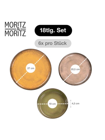 Moritz & Moritz 18-częściowy zestaw talerzy "Vida" w kolorze żółto-zielonym