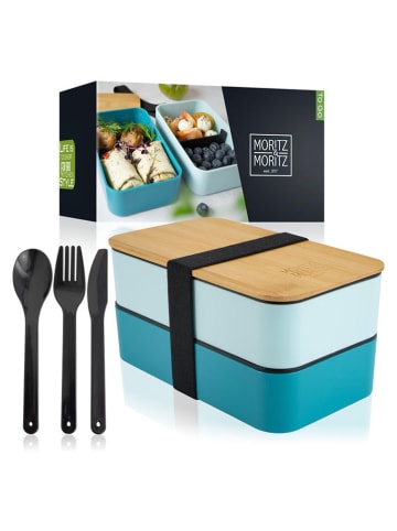 Moritz & Moritz Lunchbox "Bento" turquoise/lichtbruin - 1,36 l