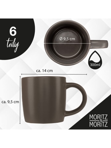 Moritz & Moritz 6-delige set: koppen "Nordic" grijs - 300 ml
