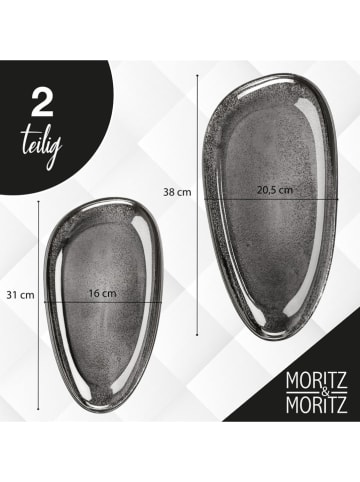 Moritz & Moritz 2-delige set: serveerborden "Vida" antraciet