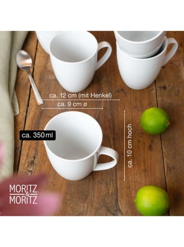 Moritz & Moritz Kubki (6 szt.) "Basic" w kolorze białym - 350 ml