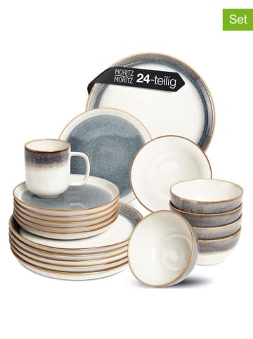 Moritz & Moritz 24-częściowy zestaw naczyń "Tarento" w kolorze biało-szarym