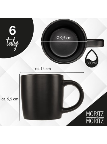 Moritz & Moritz 6er-Set: Tassen "Nordic" in Schwarz - 300 ml