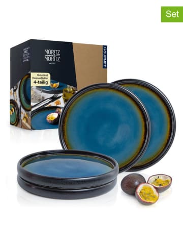 Moritz & Moritz Talerzyki deserowe (4 szt.) "Solid" w kolorze niebiesko-brązowym - Ø 21 cm