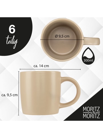 Moritz & Moritz Kubki (6 szt.) "Nordic" w kolorze szarobrązowym - 300 ml