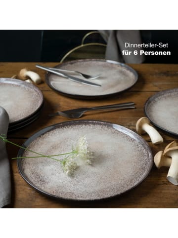 Moritz & Moritz 6er-Set: Speiseteller "Vida" in Beige - Ø 27 cm