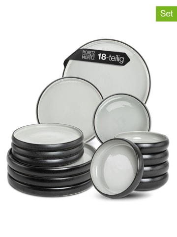 Moritz & Moritz 18tlg. Geschirrset "Solid Uni" in Grau/ Weiß