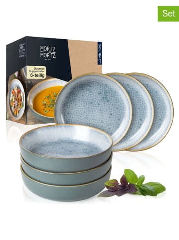 Moritz & Moritz Talerze głębokie (6 szt.) "Terra" w kolorze błękitnym - Ø 19 cm