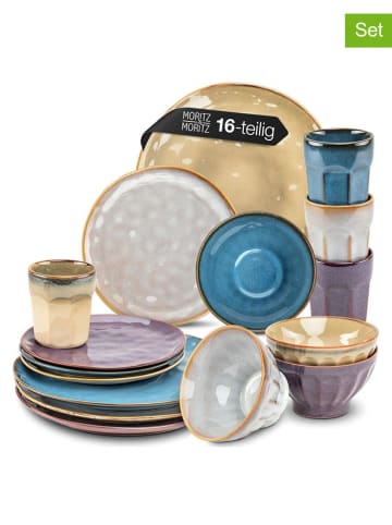 Moritz & Moritz 16-delige serviesset "Copa" beige/blauw/paars
