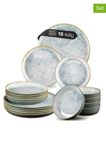 Moritz & Moritz 18-częściowy zestaw talerzy "Terra" w kolorze błękitnym