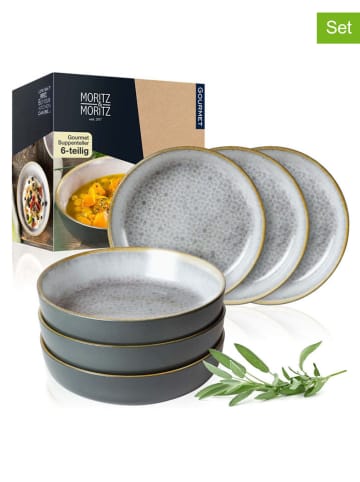 Moritz & Moritz Talerze głębokie (6 szt.) "Terra" w kolorze niebiesko-brązowym - Ø 19 cm