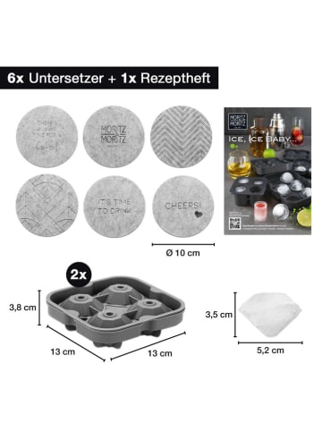 Moritz & Moritz 9tlg. Set: Eiswürfelformen in Grau