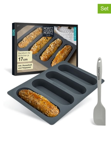 Moritz & Moritz 3tlg. Set: Silikon-Brötchenbackform in Grau