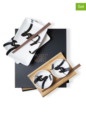 Moritz & Moritz 8-częściowy zestaw w kolorze biało-czarno-jasnobrązowym do sushi