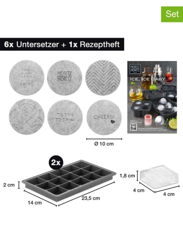 Moritz & Moritz 9-delige set: ijsblokjesvormen grijs