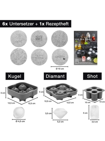Moritz & Moritz 10-delige set: ijsblokjesvormen grijs