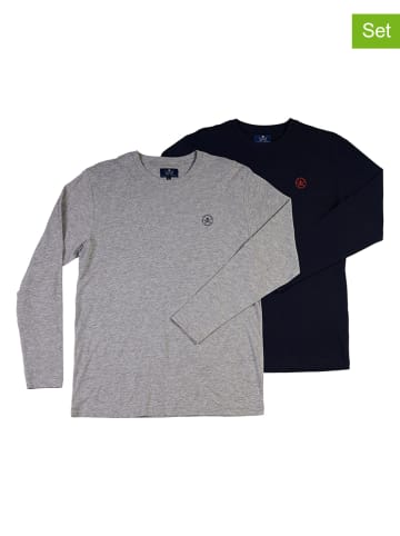 The Time of Bocha 2er-Set: Longsleeves in Dunkelblau/ Grau