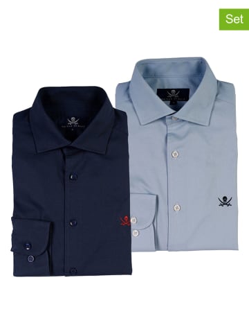 The Time of Bocha 2er-Set: Hemden - Regular fit - in Hellblau/ Dunkelblau