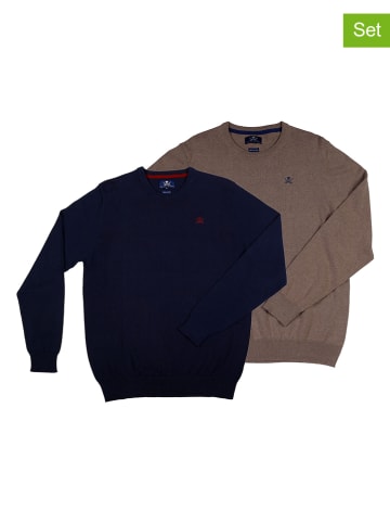 The Time of Bocha 2er-Set: Pullover in Hellbraun/ Dunkelblau