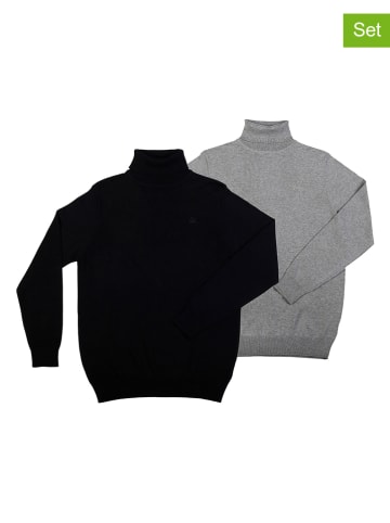 The Time of Bocha 2er-Set: Rollkragenpullover in Grau/ Schwarz