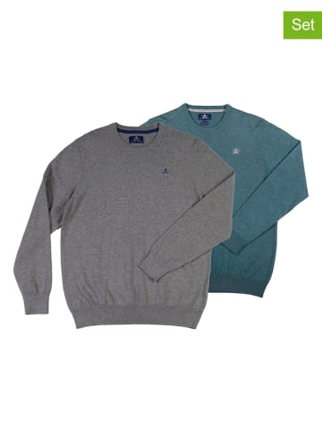 The Time of Bocha 2er-Set: Pullover in Türkis/ Grau