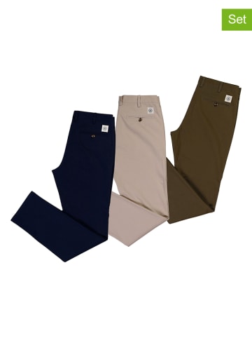 The Time of Bocha 3er-Set: Cargohose in Khaki/ Dunkelblau/ Beige