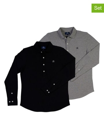 The Time of Bocha 2-delige set: poloshirts zwart/grijs