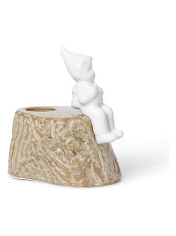 Kähler Kaarsenhouder "Christmas Tales" beige/wit - (B)6 x (H)9,5 x (D)9 cm