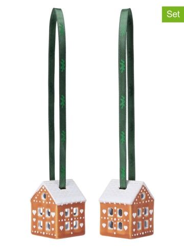 Rosendahl 2er-Set: Dekohänger ''Gingerbread Juleophæng'' in Hellbraun - (H)5 cm