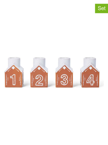 Rosendahl 4er-Set: Adventskerzenhalter ''Gingerbread'' in Hellbraun - (H)7,5 cm