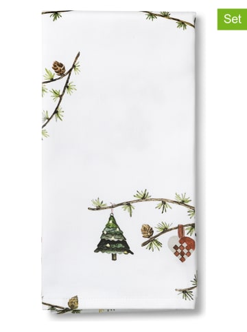 Kähler 4er-Set: Servietten "Hammershøi Christmas" in Weiß/ Bunt - (L)45 x (B)45 cm