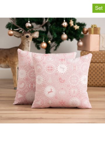 GAMUSI Poszewki (2 szt.) "Ballcrypt" w kolorze srebrno-jasnoróżowym na poduszkę