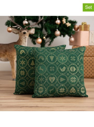 GAMUSI Poszewki (2 szt.) "Ballcrypt" w kolorze złoto-zielonym na poduszkę