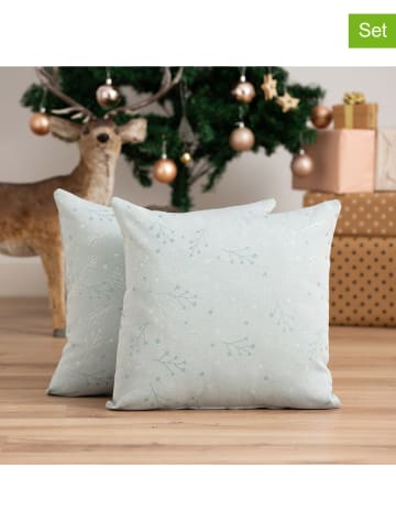 GAMUSI Poszewki (2 szt.) "Berrie" w kolorze srebrno-błękitnym na poduszkę